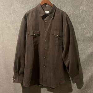 Dark Brown Faux Suede Shirt